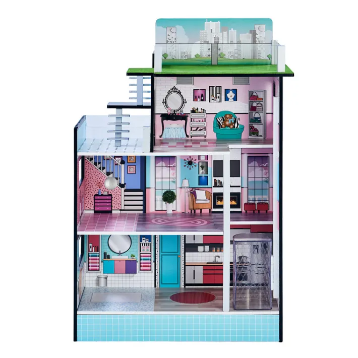 Kids Teamson Olivia's Little World Dreamland Barcelona Dollhouse with 10 Accessories, Turquoise/Black -FINAL SALE