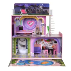 Kids Teamson Olivia's Little World Kids Wooden Dreamland Sunset 3-Level Dollhouse Set- FINAL SALE