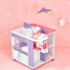 Kids Teamson Olivia's Little World Kids Little Princess Baby Dolls Changing Station with Storage, White/Purple