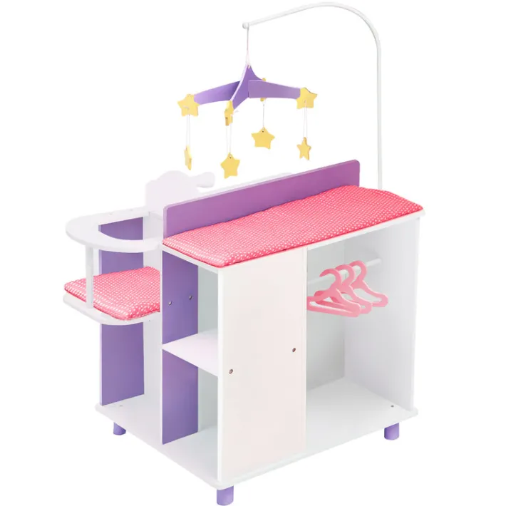 Kids Teamson Olivia's Little World Kids Little Princess Baby Dolls Changing Station with Storage, White/Purple