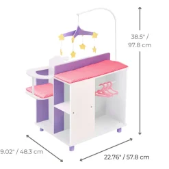 Kids Teamson Olivia's Little World Kids Little Princess Baby Dolls Changing Station with Storage, White/Purple