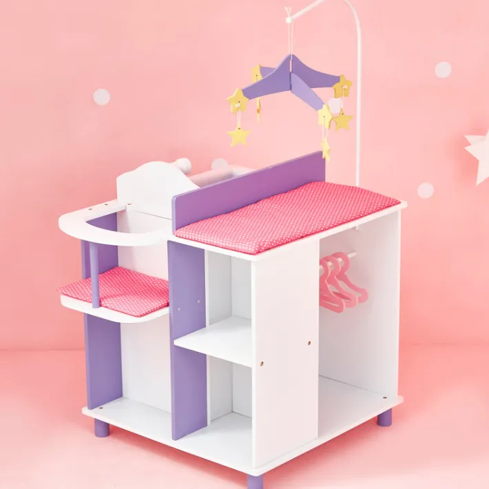 Kids Teamson Olivia's Little World Kids Little Princess Baby Dolls Changing Station with Storage, White/Purple