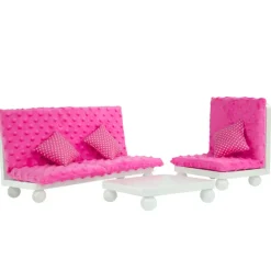 Kids Teamson Olivia's Little World Little Princess Lounge Set with Couch, Chair and Coffee Table, Hot Pink/White -FINAL SALE