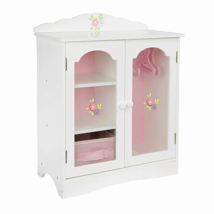 Kids Teamson Olivia's Little World Little Princess Toy Closet with Hangers for 18" Dolls, Gray/Pink