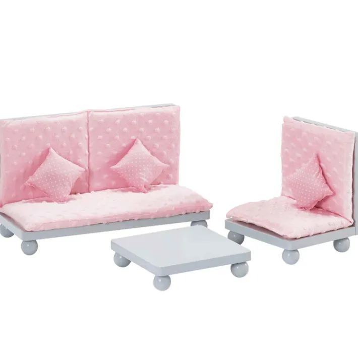 Kids Teamson Olivia's Little World Little Princess Lounge Set with Couch, Chair and Coffee Table, Light Pink/Gray -FINAL SALE