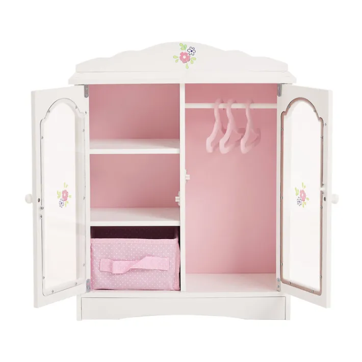 Kids Teamson Olivia's Little World Little Princess Toy Closet with Hangers for 18" Dolls, Gray/Pink