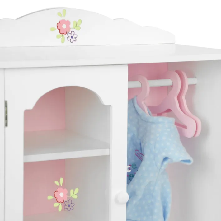 Kids Teamson Olivia's Little World Little Princess Toy Closet with Hangers for 18" Dolls, Gray/Pink