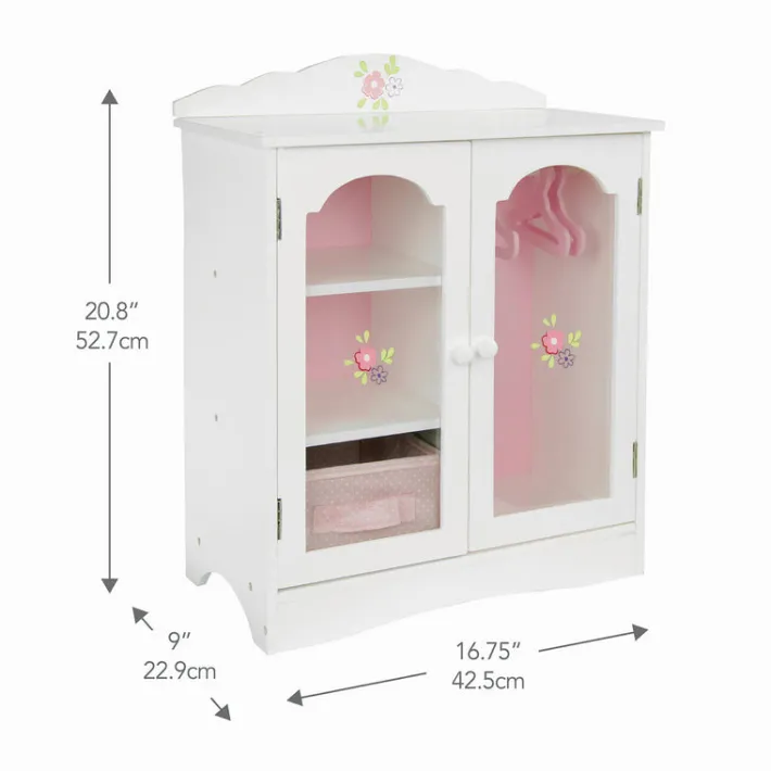 Kids Teamson Olivia's Little World Little Princess Toy Closet with Hangers for 18" Dolls, Gray/Pink