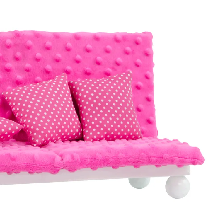 Kids Teamson Olivia's Little World Little Princess Lounge Set with Couch, Chair and Coffee Table, Hot Pink/White -FINAL SALE