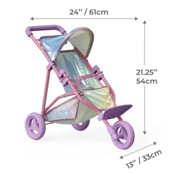 Kids Teamson Olivia's Little World Magical Dreamland Baby Doll Jogging Stroller, Iridescent/Purple