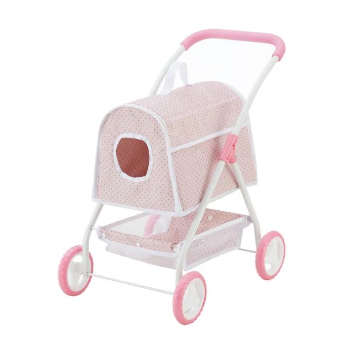 Kids Teamson Olivia's Little World Polka Dot Princess Pretend Pet Stroller + Carrier, Pink/Gray