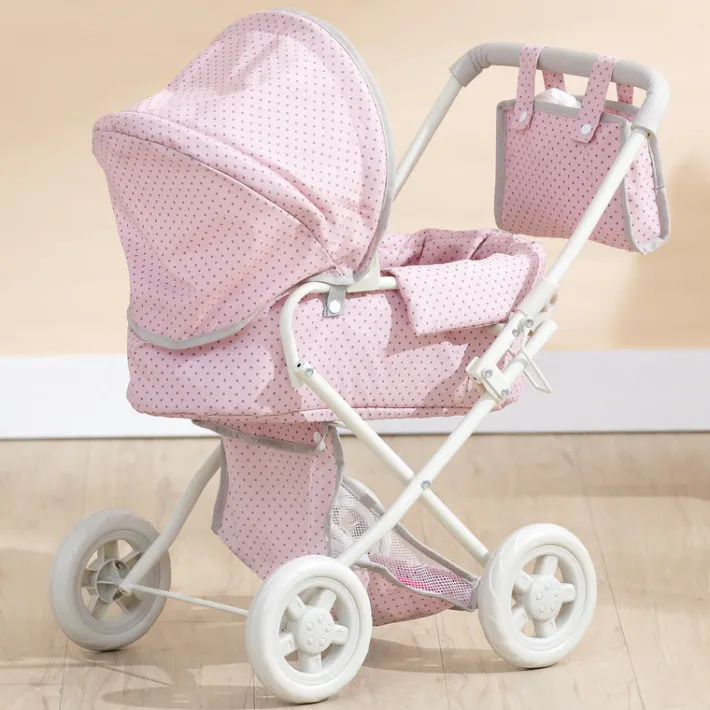 Kids Teamson Olivia's Little World Polka Dot Princess Baby Doll Pram Stroller, Pink/Gray