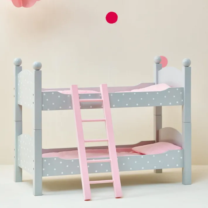 Kids Teamson Olivia's Little World Polka Dots Princess Double Bunk Bed for 18" Dolls, Gray