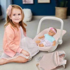 Kids Teamson Olivia's Little World Polka Dot Princess Baby Doll Carrier & Car Seat Set, Pink/Gray