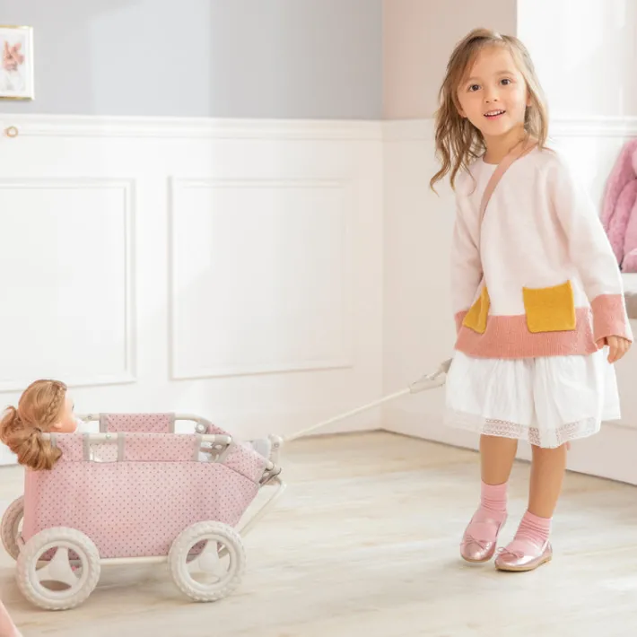 Kids Teamson Olivia's Little World Polka Dot Princess Baby Doll & Stuffed Animal Wagon, Pink/Gray