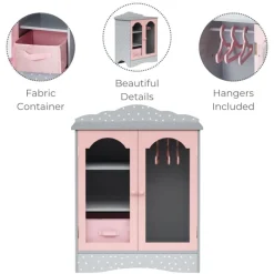 Kids Teamson Olivia's Little World Polka Dots Princess Toy Closet with Hangers for 18