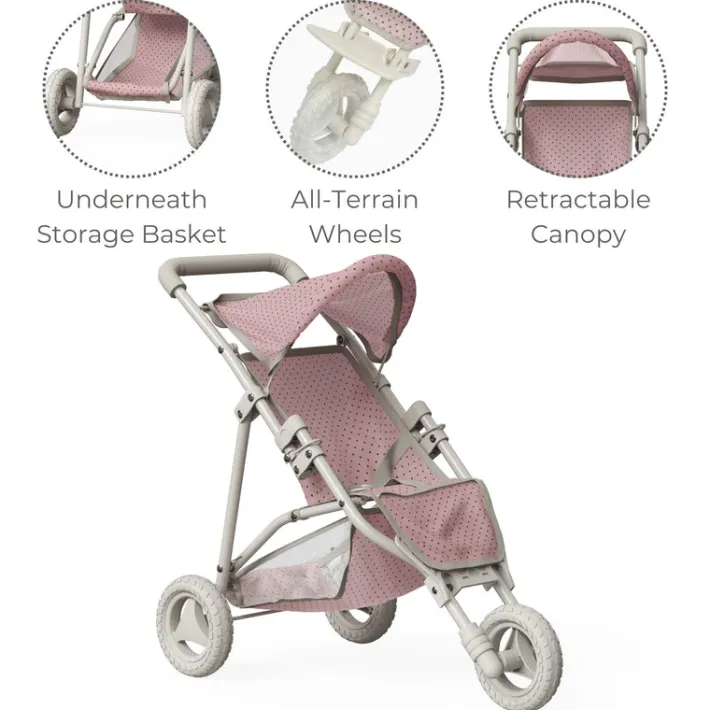 Kids Teamson Olivia's Little World Polka Dot Princess Baby Doll Jogging Stroller, Pink/Gray