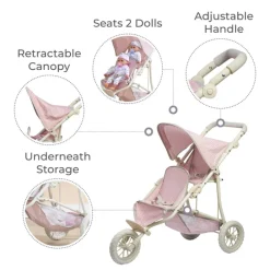 Kids Teamson Olivia's Little World Polka Dot Princess Baby Doll Twin Jogging Stroller, Pink/Gray