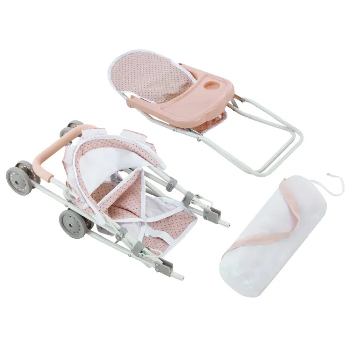 Kids Teamson Olivia's Little World Polka Dot Princess Baby Doll 3pc Nursery Set, Pink & Gray