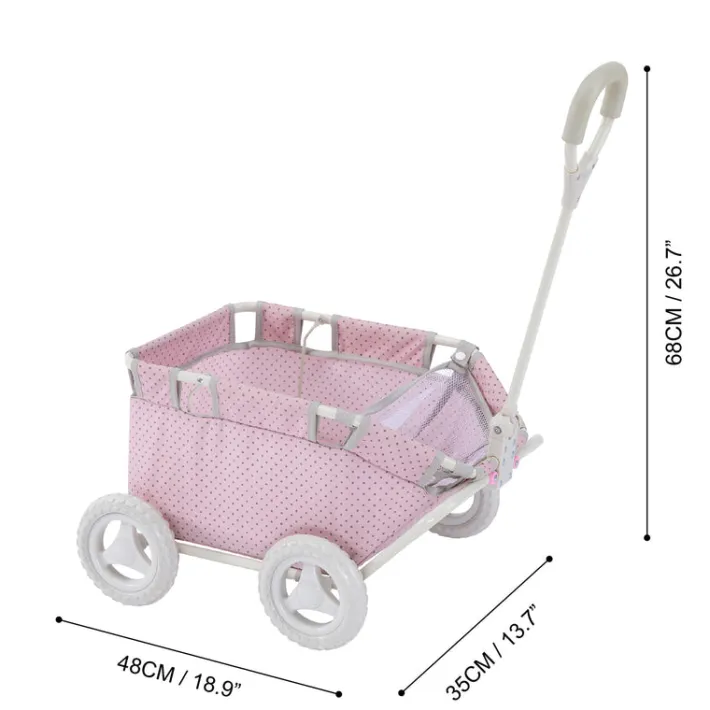 Kids Teamson Olivia's Little World Polka Dot Princess Baby Doll & Stuffed Animal Wagon, Pink/Gray