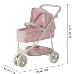 Kids Teamson Olivia's Little World Polka Dot Princess Baby Doll Convertible Stroller, Pink/Gray