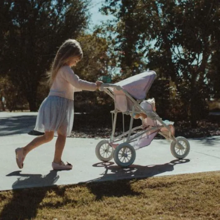 Kids Teamson Olivia's Little World Polka Dot Princess Baby Doll Twin Jogging Stroller, Pink/Gray