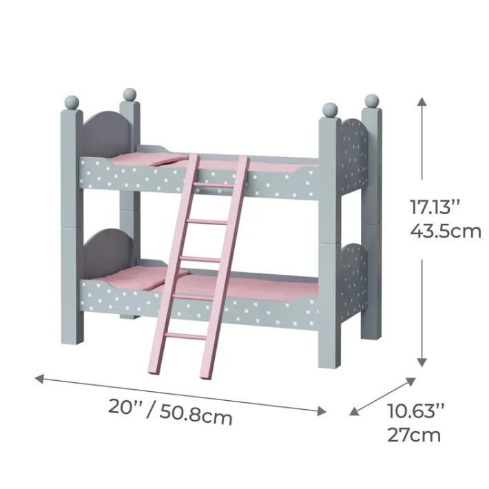 Kids Teamson Olivia's Little World Polka Dots Princess Double Bunk Bed for 18" Dolls, Gray