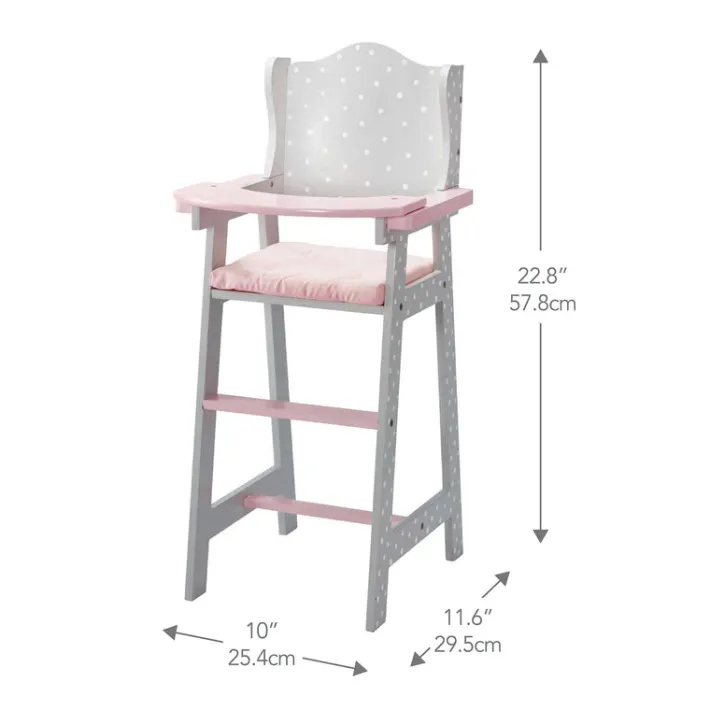 Kids Teamson Olivia's Little World Polka Dots Princess Kids Baby Dolls High Chair, Gray
