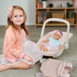 Kids Teamson Olivia's Little World Polka Dot Princess Baby Doll Carrier & Car Seat Set, Pink/Gray