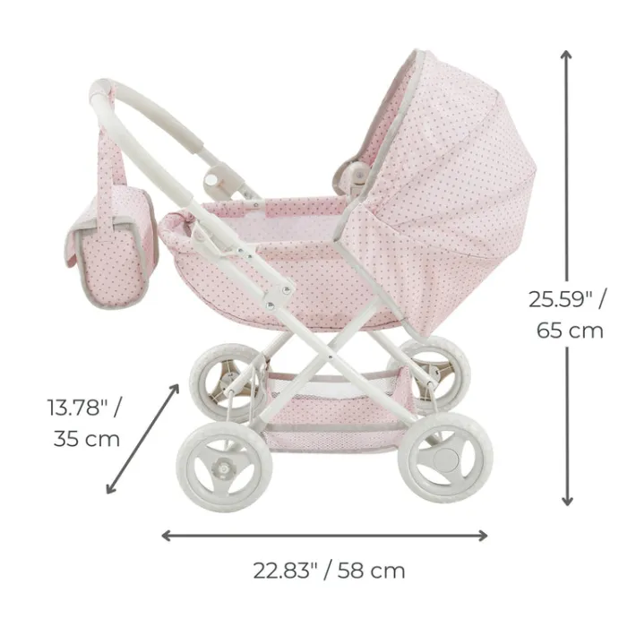 Kids Teamson Olivia's Little World Polka Dot Princess Baby Doll Pram Stroller, Pink/Gray