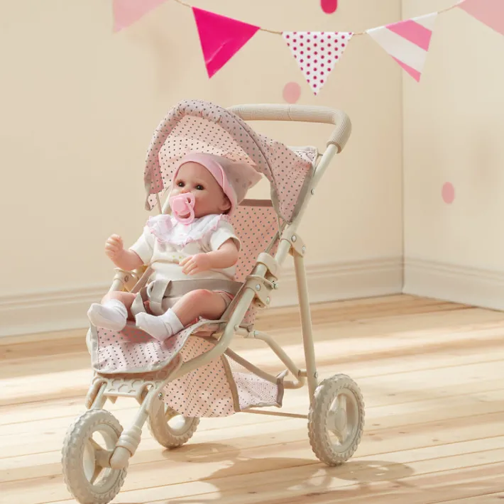 Kids Teamson Olivia's Little World Polka Dot Princess Baby Doll Jogging Stroller, Pink/Gray