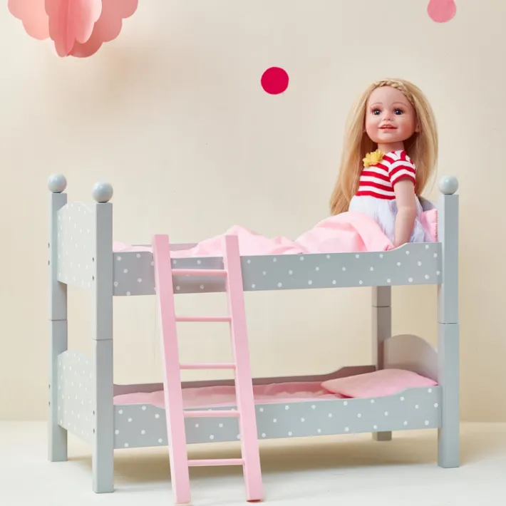 Kids Teamson Olivia's Little World Polka Dots Princess Double Bunk Bed for 18" Dolls, Gray