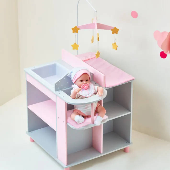 Kids Teamson Olivia's Little World Polka Dots Princess Baby Doll Changing Station, Gray/Pink