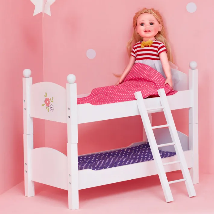 Kids Teamson Olivia's Little World Polka Dots Princess 18" Dolls Bunk Bed, White