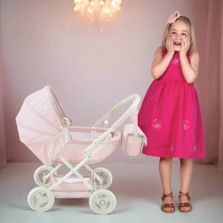 Kids Teamson Olivia's Little World Polka Dot Princess Baby Doll Pram Stroller, Pink/Gray