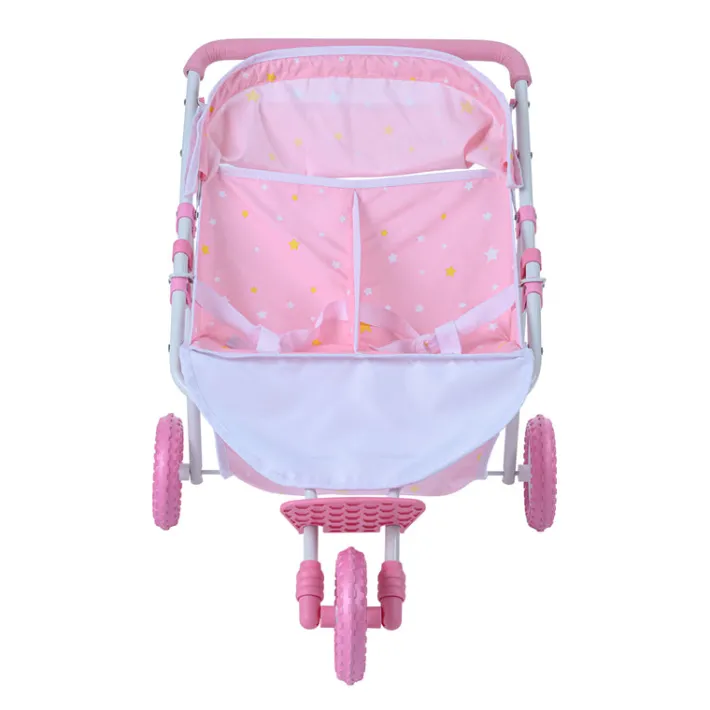 Kids Teamson Olivia's Little World Twinkle Star Princess Baby Doll Twin Stroller, Pink