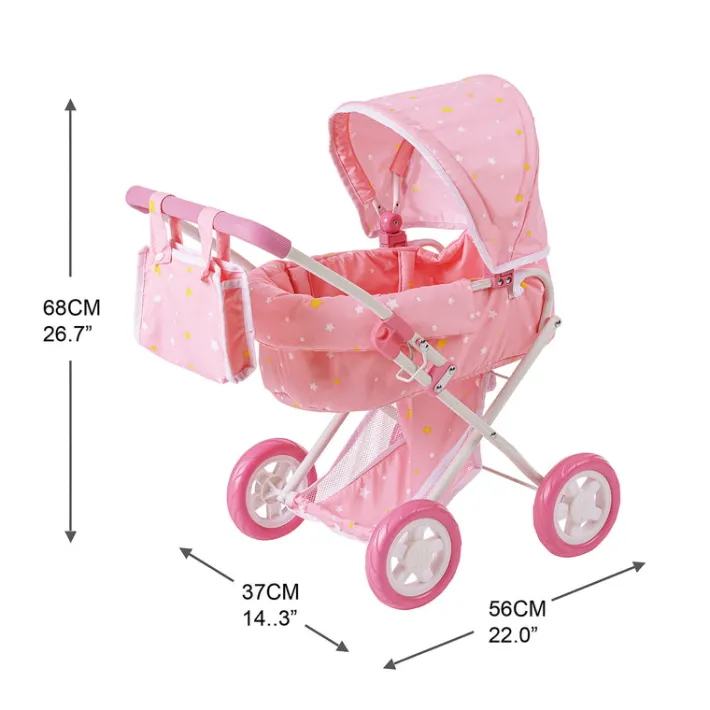 Kids Teamson Olivia’s Little World Wishing Stars Deluxe 2-in-1 Baby Doll Stroller, Pink