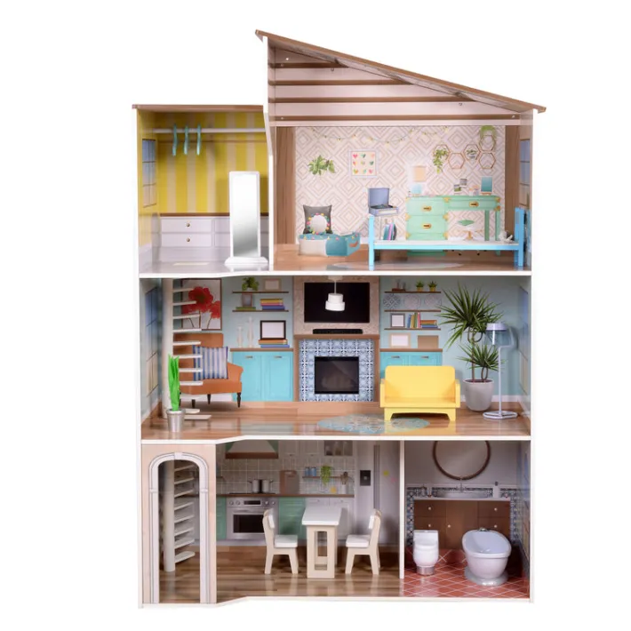 Kids Teamson Olivia's Little World Wooden Dreamland Mediterranean Dollhouse Set -FINAL SALE