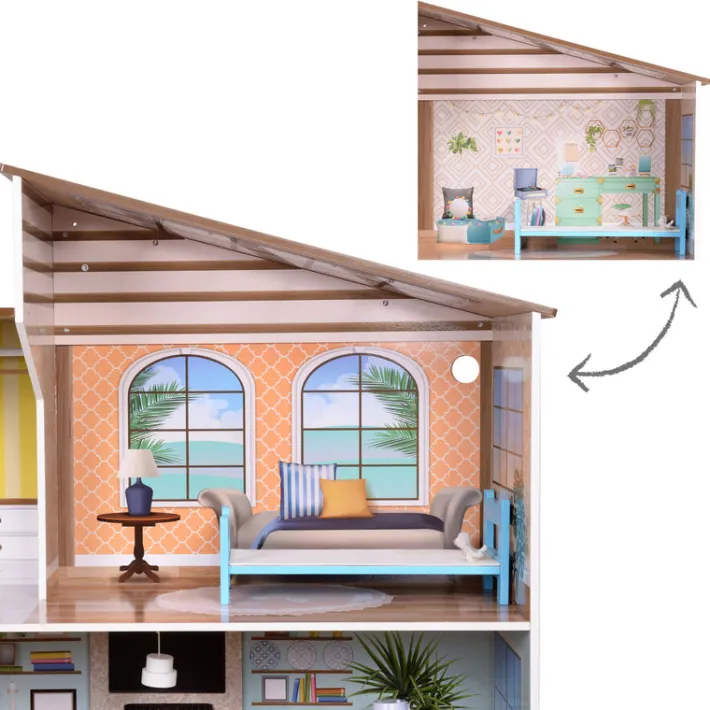 Kids Teamson Olivia's Little World Wooden Dreamland Mediterranean Dollhouse Set -FINAL SALE