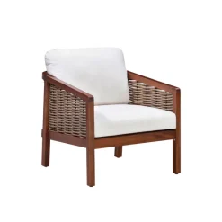 Teamson 4-Piece Acacia Outdoor Conversation Set with Cushions, Brown