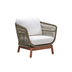 Teamson 4-Piece Acacia Patio Conversation Set with Cushions, Sage Green & Natural Wood