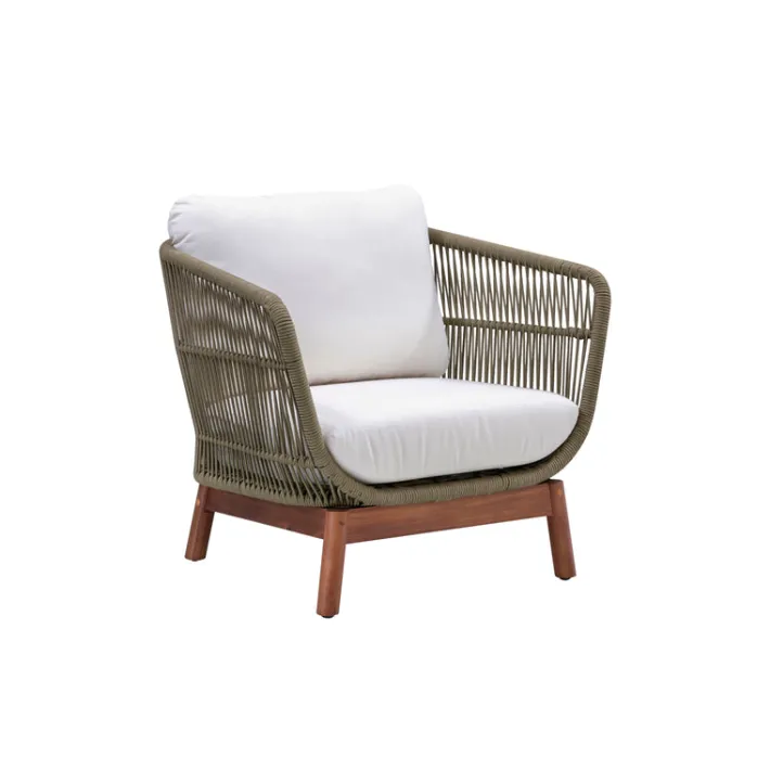 Teamson 4-Piece Acacia Patio Conversation Set with Cushions, Sage Green & Natural Wood