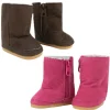 Kids Teamson Sophia's 2 Pack of Suede Winter Boots with White Sherpa Lining for 18" Dolls, Hot Pink/Brown- FINAL SALE