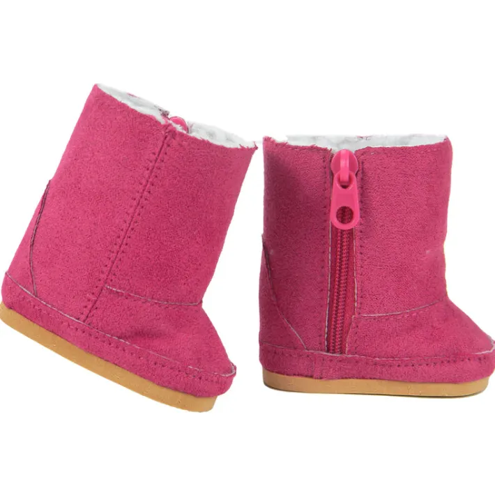 Kids Teamson Sophia's 2 Pack of Suede Winter Boots with White Sherpa Lining for 18" Dolls, Hot Pink/Brown- FINAL SALE