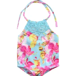 Kids Teamson Sophia's 2 pcs Aqua Floral Swimsuit & Ice Cream Pool Float for 18