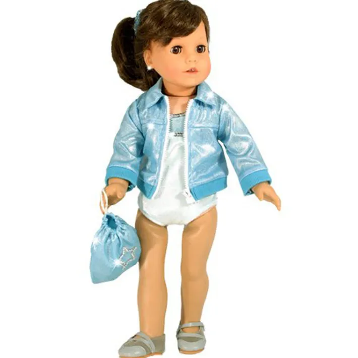 Kids Teamson Sophia's 3 pcs Gymnastics Set with Leotard, Jacket, and Bag for 18'' Dolls, Aqua