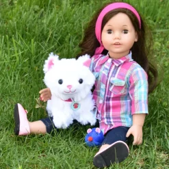 Kids Teamson Sophia's 8 pcs White Plush Kitty Cat and Carrier Playset for 18