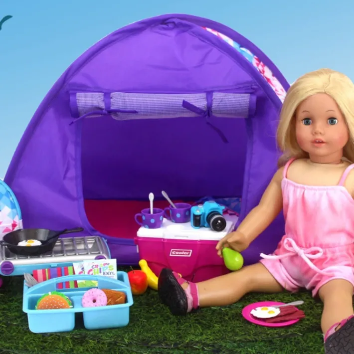 Kids Teamson Sophia's 9 Piece Camp Stove and Food Set for 18" Dolls, Multicolor -FINAL SALE