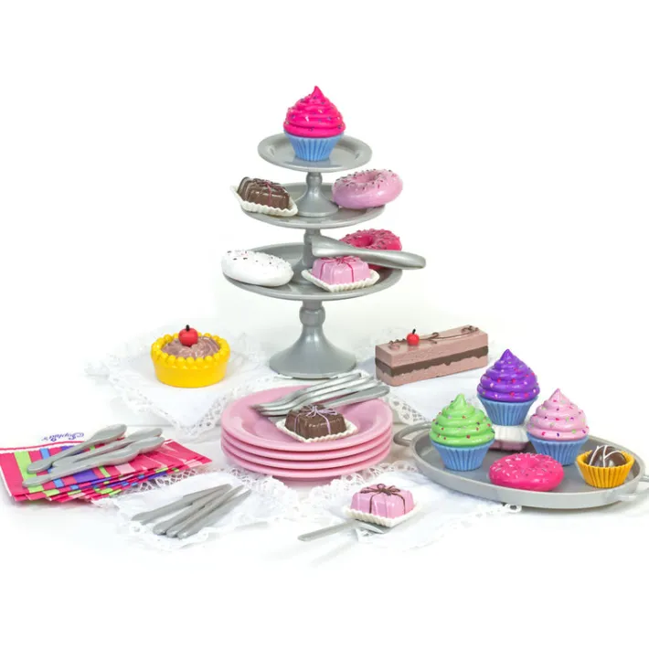 Kids Teamson Sophia's 64 Piece Dessert Tea Party Set for 18'' Dolls, Pink