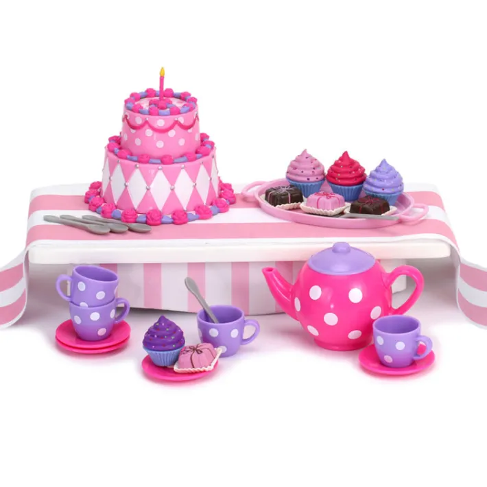 Kids Teamson Sophia's 64 Piece Dessert Tea Party Set for 18'' Dolls, Pink